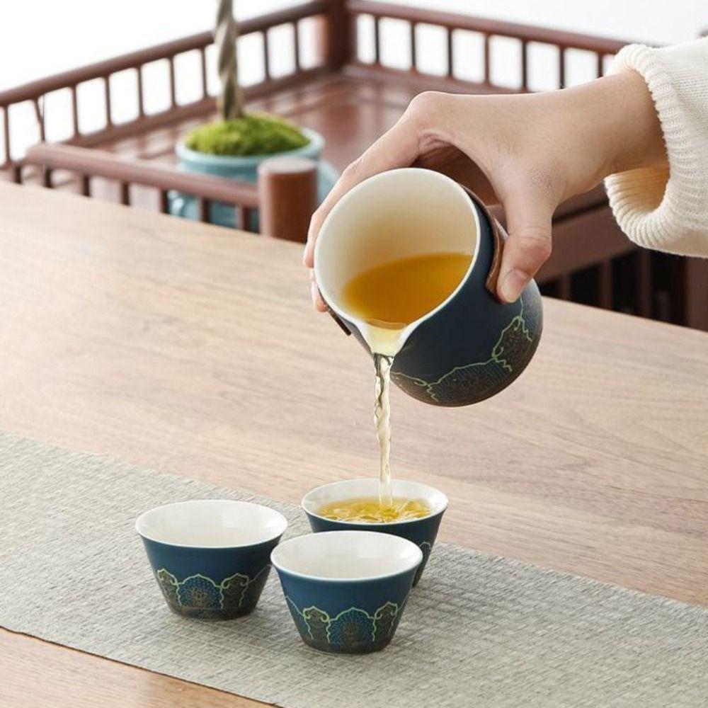 Tea Ceremony Ceramic Travel Tea Set with Proctive Box Chinese Style Kungfu Tea Set with Canister Porcelain Teaware Camping