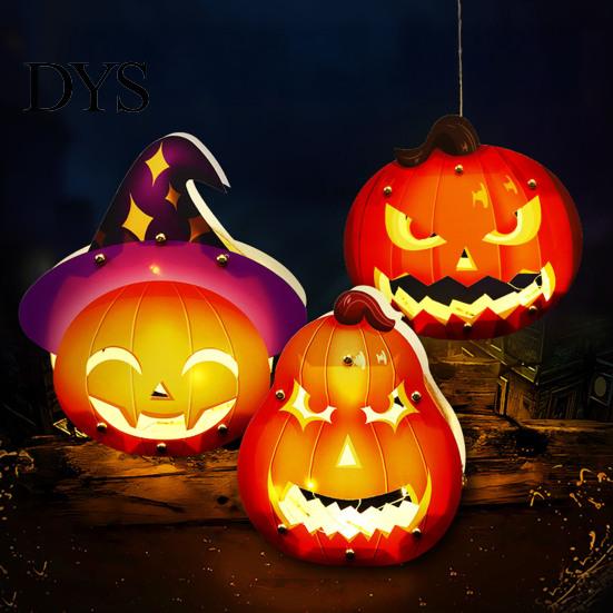DIY Art Kits for Home Gardening Halloween Lantern Craft Set Kids, Handheld Paper Pumpkin Ghost with LED Light Trick or Treat Party Decoration,