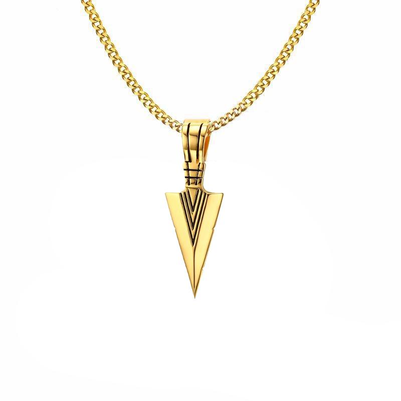 Herren Halskette, Pfeilspitze Kunai Anhänger, Edelstahl Primal Tribal Speer Halsketten, Herren Kunai Ethnisch Wikinger Halskette