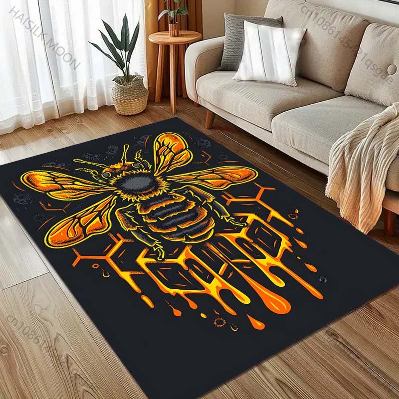Verschiedene Größen Großer Bienenstock Kreativer Druck Teppich für Wohnzimmer Schlafzimmer Bettseite Sofatisch Bodenmatte Heimbereich Teppich Dekor Geschenke