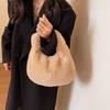 Fur Handbags Women's Small Half Moon Bag Warm Plush Wrist Bags Fashion Furry Short Handle Clutch Ladies Shoulder Bags