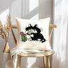 Cat Illustrations Cushion Cover Soft Plush Throw Pillow Cover | Double-Sided Decorative Cushion Case | Sofa Bedroom Home Decor