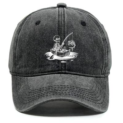 Rybářské lebky Praná bavlněná Snapback čepice Pánské čepice Surový okraj Stylová nastavitelná baseballová čepice Perfektní pro ženy muže