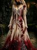 Heißer Verkauf Handwerk V-Ausschnitt Süßes Damen Halloween Kleid Damenkleid