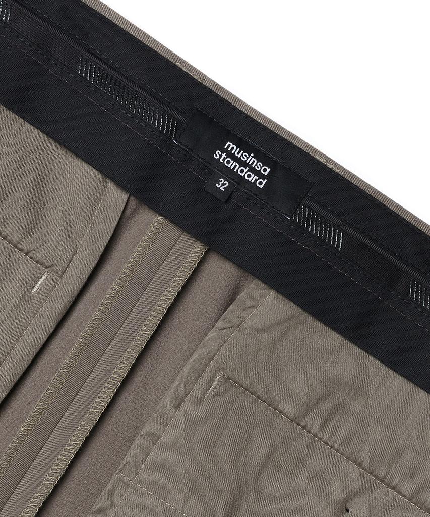 MUSINSA STANDARD Heavyweight Fleece-Lined Tapered Hidden Elastic Waist Length Slacks [Dusty Beige]