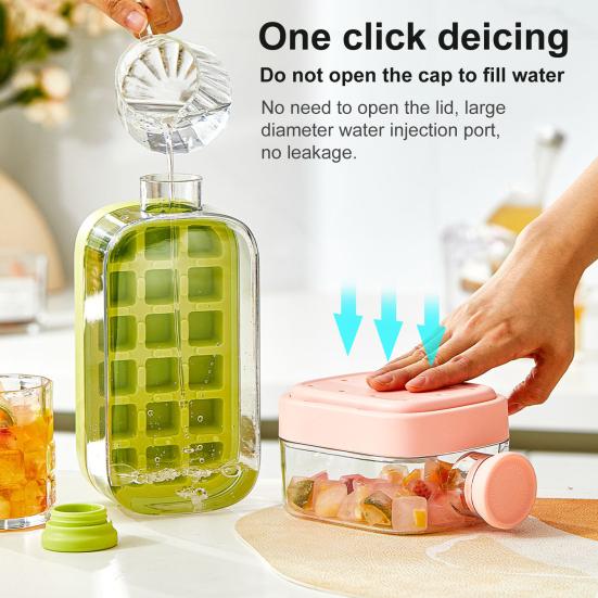 Water Bottle Ice Tray Press-to-Cold 2-in-1 Ice Cube Mold & Kettle Quick