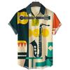 Hawaiihemden für Herren, lässig, Musikinstrumente, 3D-Druck, lockere Kurzarm-Strandblusen, Tops, Camicias homme