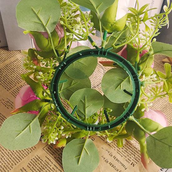 Künstlicher Rosen-Kerzenring-Kranz Faux-Seide Floral Hochzeit Mittelstück Rustikaler Künstlicher Rosen-Kerzenhalter für Weihnachten Heimtischdeko
