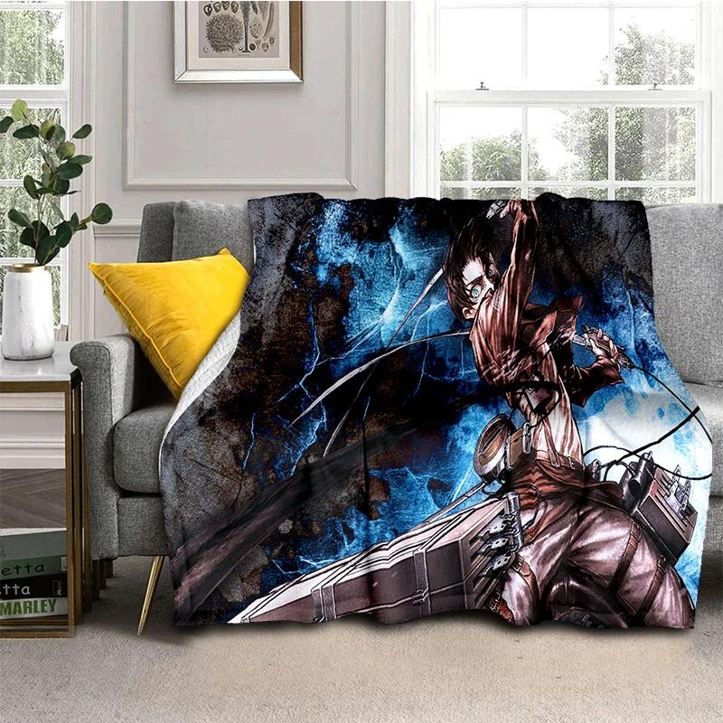 29 Styles Nouvelle Manta Douce en Flanelle Dessin Animé L'Attaque des Titans Eren Anime, Couverture Jetée Confortable pour Lits Canapé Maison Chambre à Coucher Cadeau