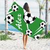 Custom Soccer Football Beach Towel Personalized Name Print Soft Quick-Dry Large Bath Towel for Sports Fans Kids Gift