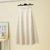 High Waist Jacquard Women's Autumn Winter Knitted Midi Half Skirt A-Line Umbrella Skirt Elegant Wool Long Skirt To Match Sweaters