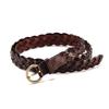 Women Leather Belt Waist Bands with Round Gold Buckle Braided Dress Belt Casual Thin Belt For Student Ladies Clothes Accessories