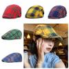 Short Brim British Forward Hat Cotton Cloth Painter Cap Simple Plaid Beret Cap Work