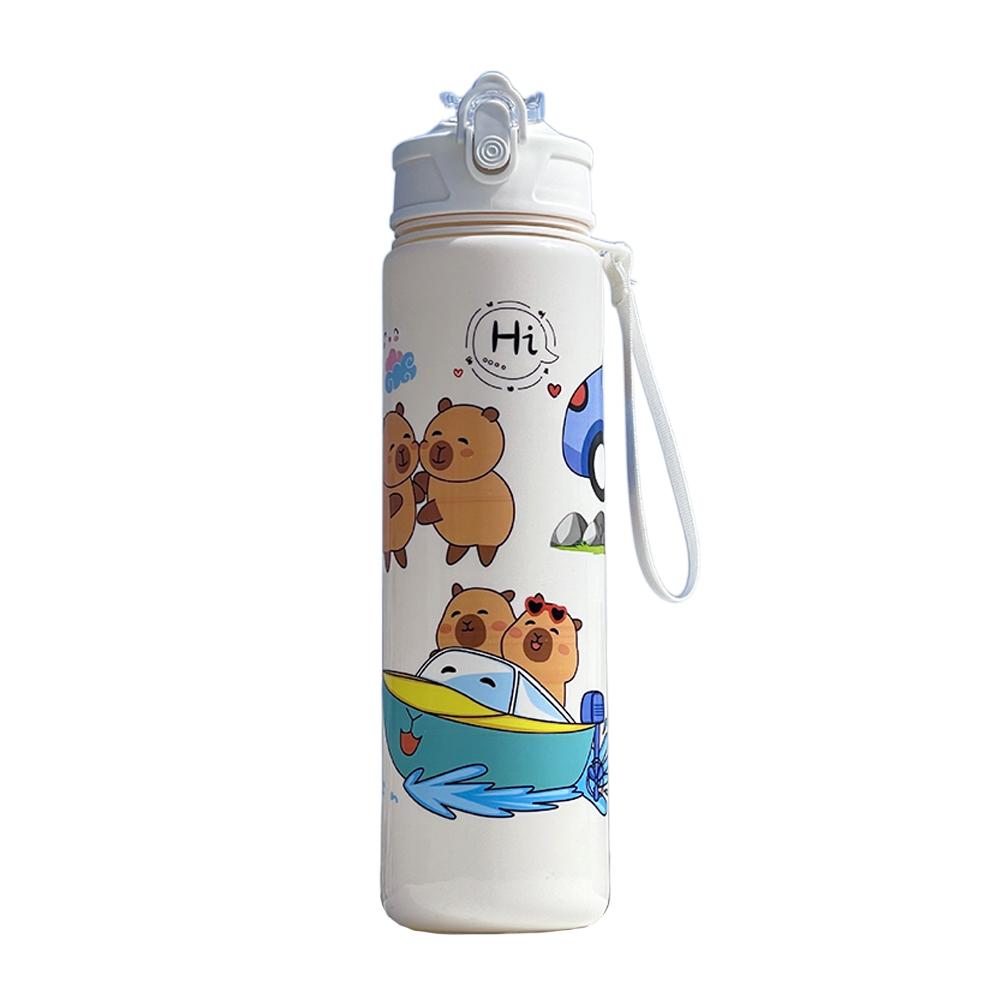800/700ml Capybara Sport Waterfles met Rietje & Handvat Reis Waterbeker Grote Capaciteit Kawaii Waterfles voor Fitness Sport