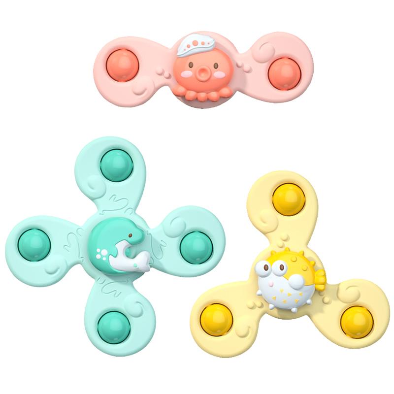 Montessori Infant Bath Playthings Boy Children Bathing Sucker Spinner Suction Cup Toy Ideal For Children Funny Child Rattles Teether Toddler Gifts