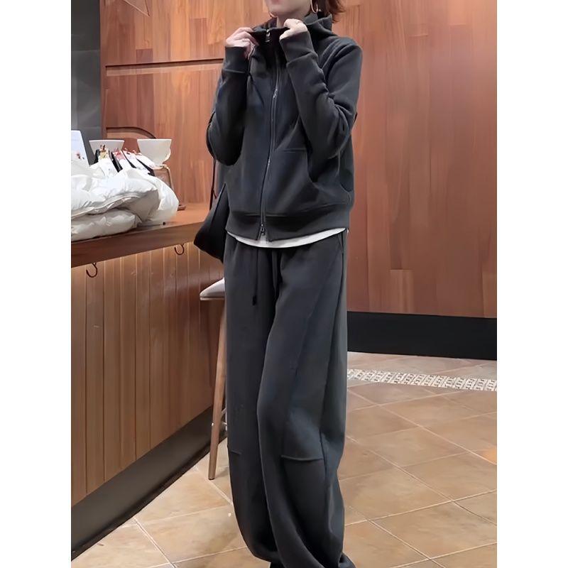 Women's Casual Spring/Autumn Chic Hoodie & Wide-Leg Pants Set