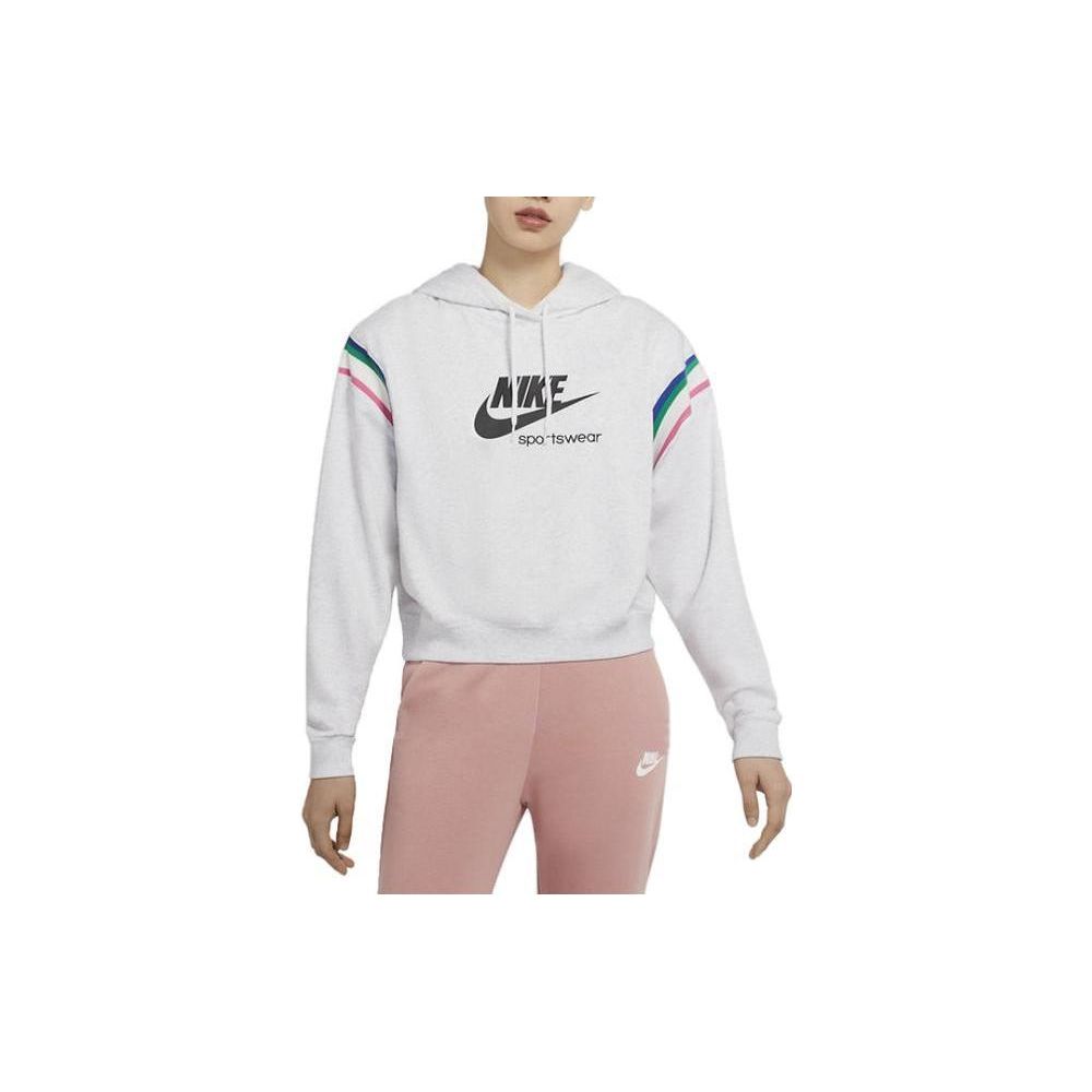 Nike Sweat à capuche à manches longues avec imprimé logo pour femmes Blanc CU5924-051