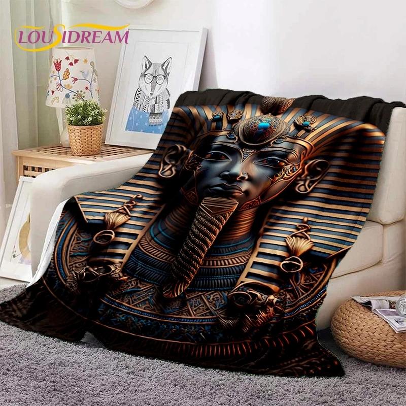 3D Pharaoh Hieroglyphic Egyptian Mythology Soft Blankets,Keep Warm Throw Blanket Comfortable for Picnic Beds Sofa Home Bedroom
