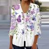 Women's Shirt Blouse Print 3/4 Length Sleeve Casual Holiday Basic Button Tops