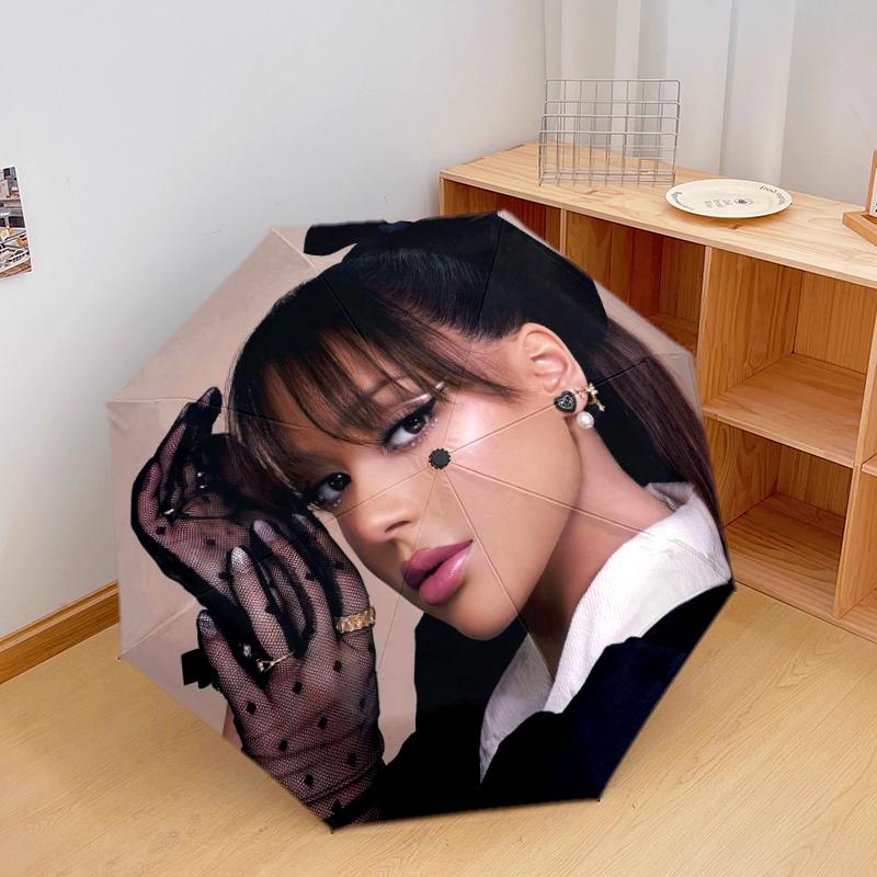 1pc Ayliva Pattern Umbrella Portable Folding Umbrella Iron Frame Hole Bone Structure Outdoor Home Umbrella