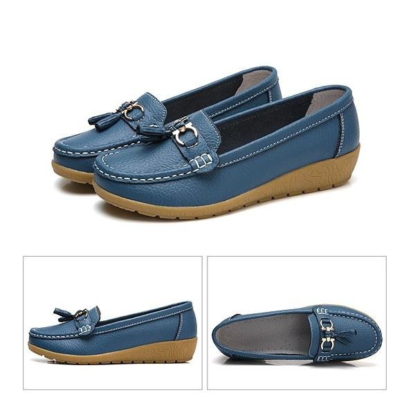 Women Leather Falt Shoes Soft Soles Breathable Loafers Mom Gifts Femmes Mocassins Slipper