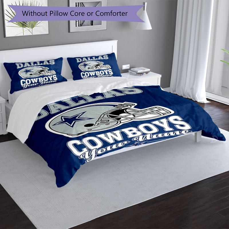 Cowboys Helmet Custom Name Text Print 1Pc Bedding Set Duvet Cover With Two Pillowcases Soft Bed Linen For Household Bedroom
