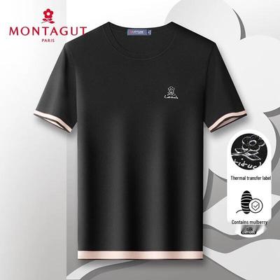 MONTAGUT Men's Breathable Silk Blend Round Neck Short Sleeve T-shirt
