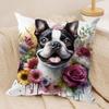 Watercolor Pet Dog Cushion Cover Short Plush Double-Sided Print Square Throw Pillow Covers Sofa Home Cushion Decor
