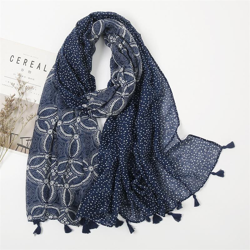 Autumn Viscose Cotton Scarf Women Lovely Floral Shawls Wraps Lady Thin Scarves Fashion Tassels Pashmina Quality Foulard New