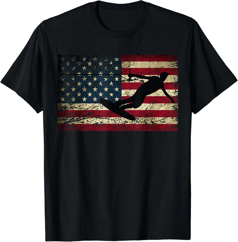 USA Flag Wakeboarding T-Shirt Wakeboarder Gift Unisex T-Shirt