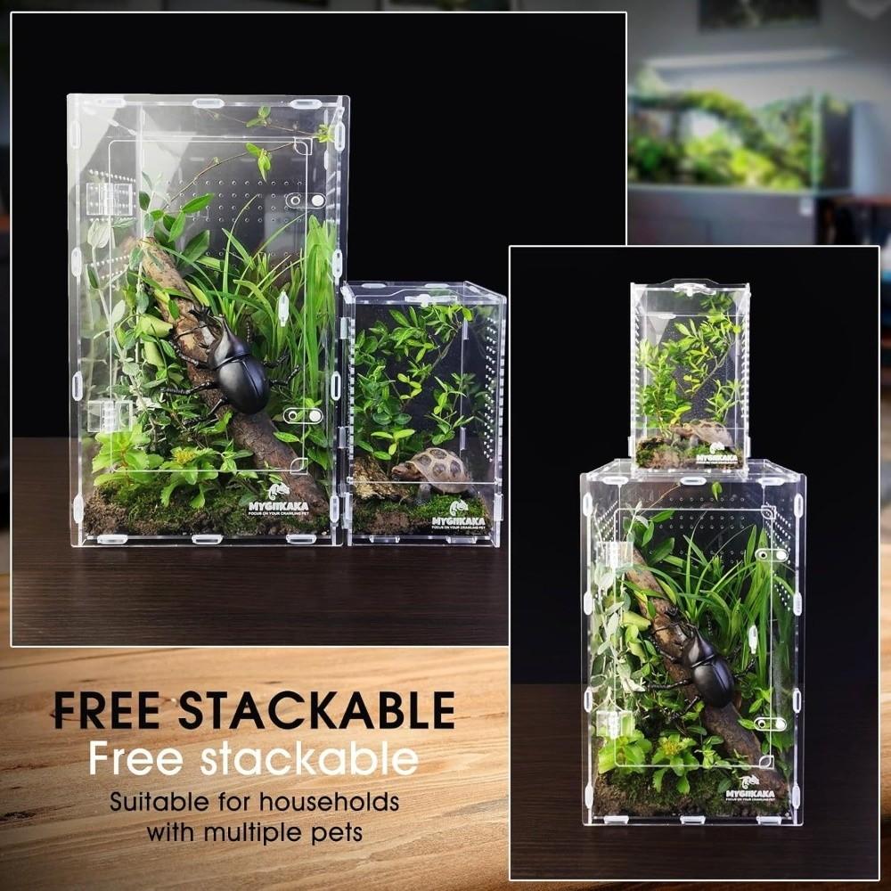 Acrylic Jumping Spider Enclosure Buckle Lock Transparent Spider House Escape Proof Ventilated Reptile Habitat Small Pet Supplies