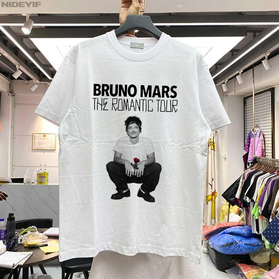 T-shirt Bruno Mars The RoUnisextic Tour pour Unisexe Femmes Hiphop Streetwear Hauts Oversize 100% Coton T-shirt BM2