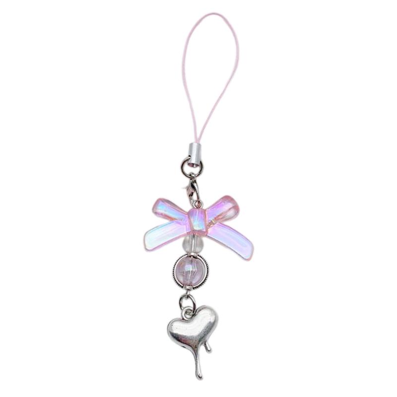 Telefoonkoord met Kralen Polsbandje Strik Hart Telefoonketting DIY Handgemaakte Strikjes Sleutelhangers Rugzak Telefoon Camera Accessoire