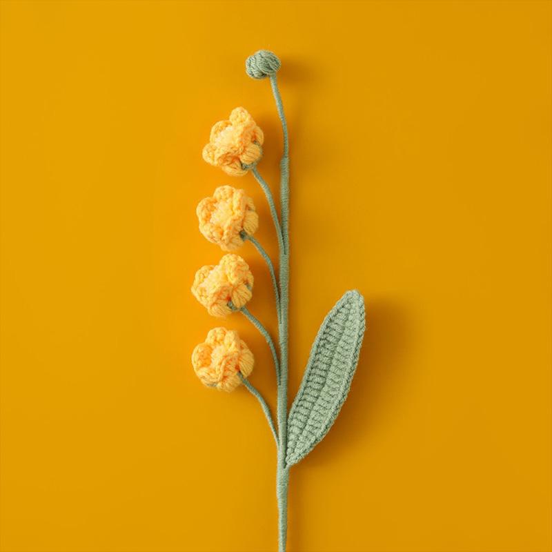 1PC Hand-knitted Artificial Flower Branch Knitted Flower Ornament Crochet Bell Orchid Flower