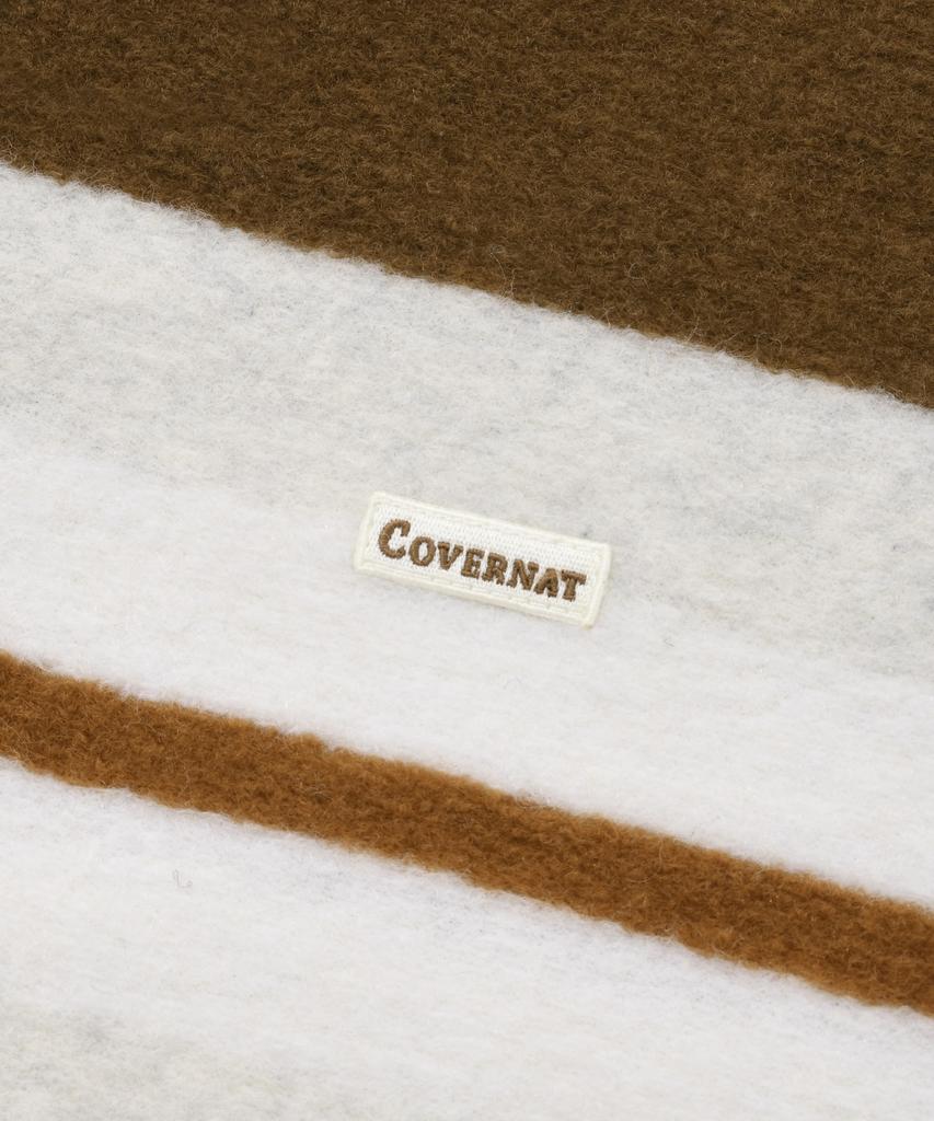 COVERNAT Striped Collar Knit Brown