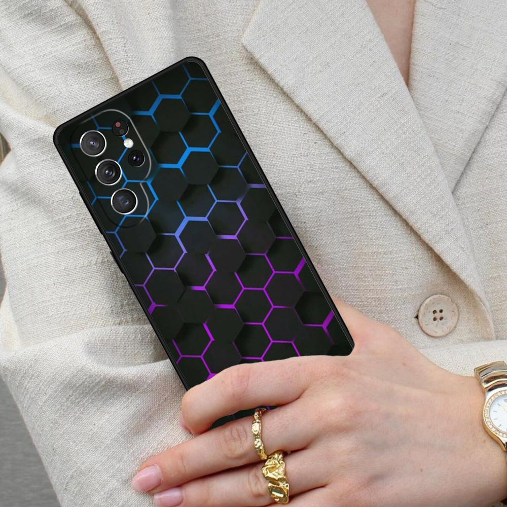 3D Hexagonal Lights Cell Phone Case for Samsung Galaxy S26 Ultra S25 S24 S23 S22 S21 S20 Note10 Cover