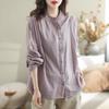 Spring and Summer Cotton and Linen Long-sleeved Shirts, Women's Autumn Casual Tops, Stitching All-match Women's Cardigan Shirts