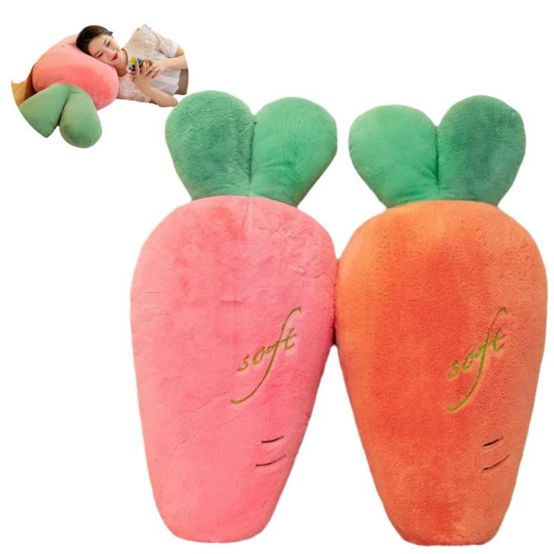 Plush And Adorable Rabbit Fur Carrot Shaped Pillow Ideal For Sleeping And Cuddling