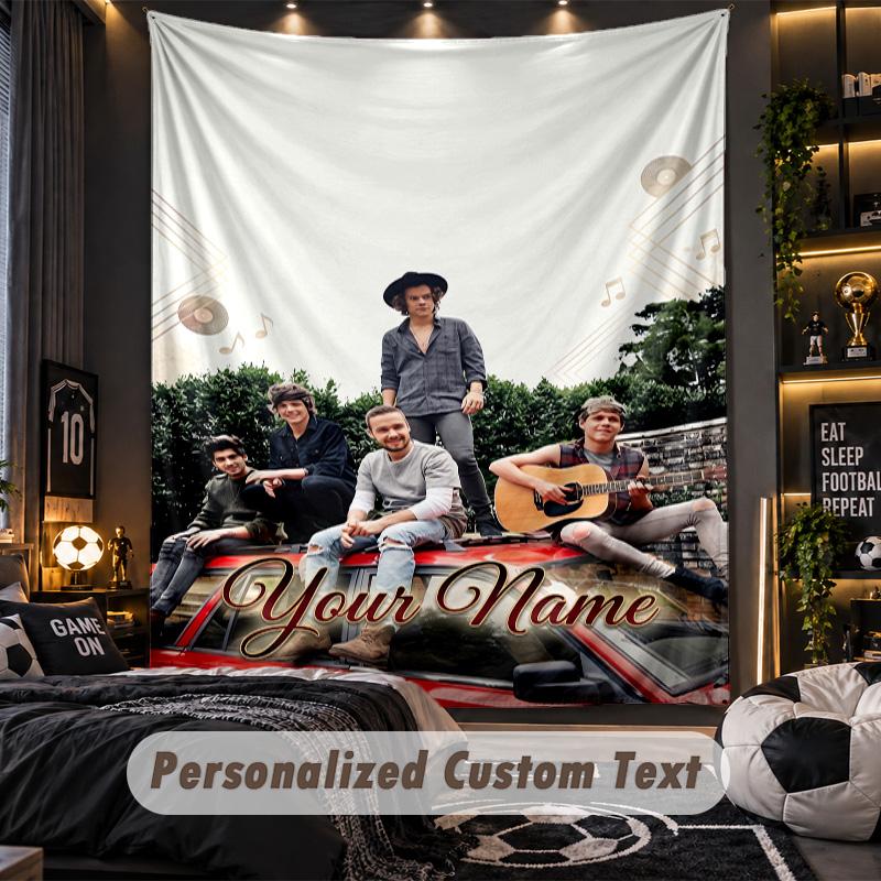Personalized Wall Tapestry,One Direction Custom Printed Name, Fabric Wall Art For Indoor Room Backdrop