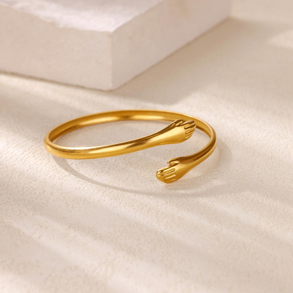 Stainless Steel Bracelet For Women Men Aesthetic Flower Leaf Bangle Opening Gold Color Geometric Bangles Bracelets Femme Jewelry