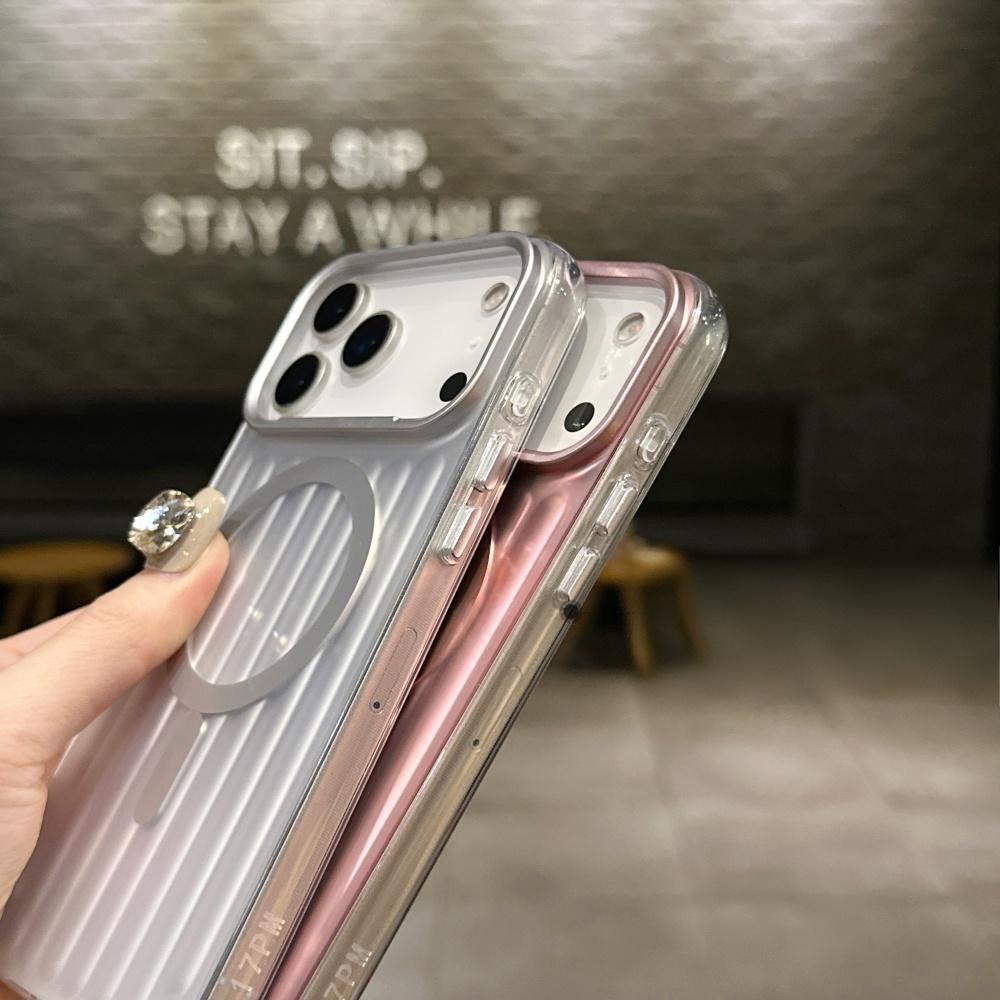 Madingas 3D bagažo gofruotas magnetinis telefono dėklas, skirtas iPhone 17 Pro Max 16 15 14 13, su TPU bamperiu, belaidžio įkrovimo apsauginiu dangteliu