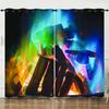 Curtain Bonfire 3D Digital Printing Blackout Curtain Punching