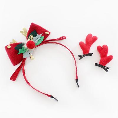 Chaney Bong Bong Mädchen Weihnachts-Rote Nase Stirnband + Anstecknadel Set
