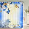 Colorful Flower Butterfly Fabric Shower Curtain Bathroom Curtains with Hooks Waterproof Printing Floral Bath Curtain Home Decor