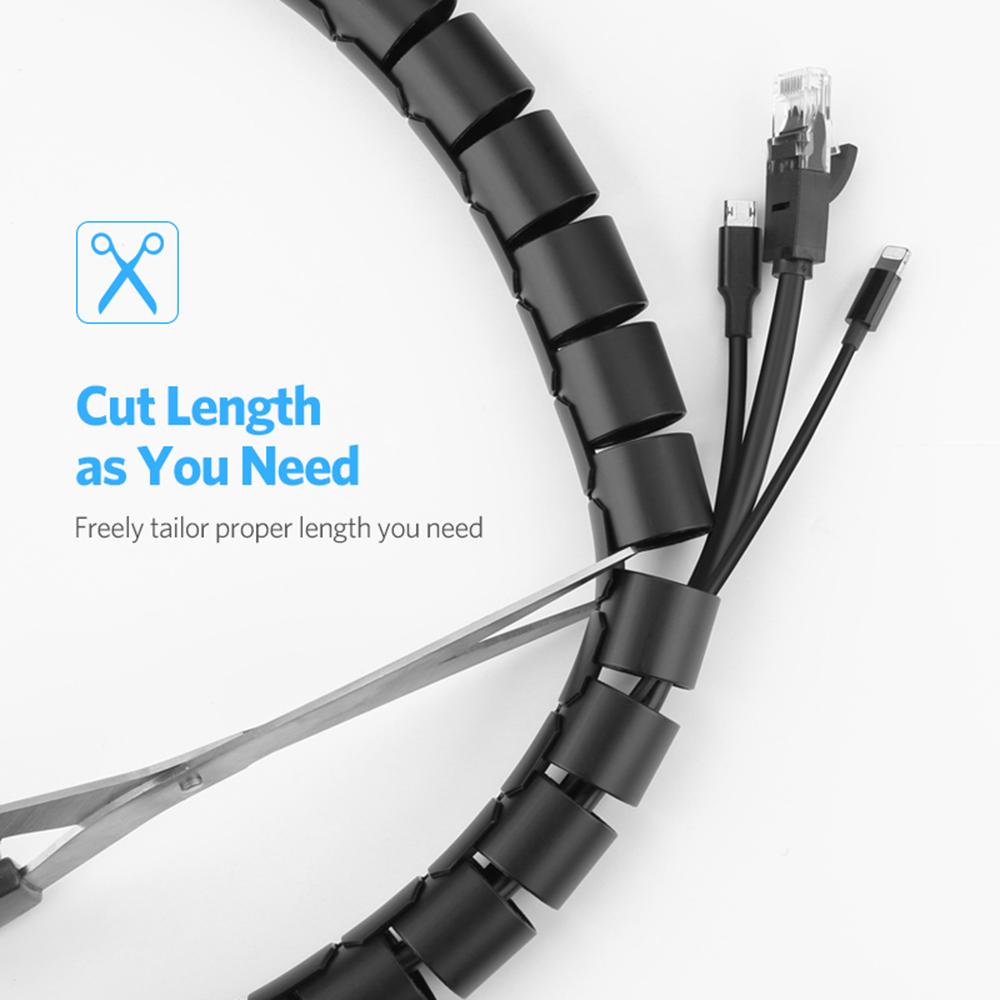 Desktop Spiral Wire Wrap Cable Winder Cord Protector Storage Pipe Management Cable Organizer