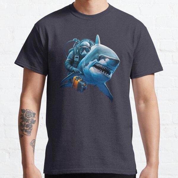 Men Shark Diver Scuba Diving Dive T Shirt Sea Equipment Pure Cotton Clothing  Short Sleeve O Neck Tee Shirt Plus Size TShirt