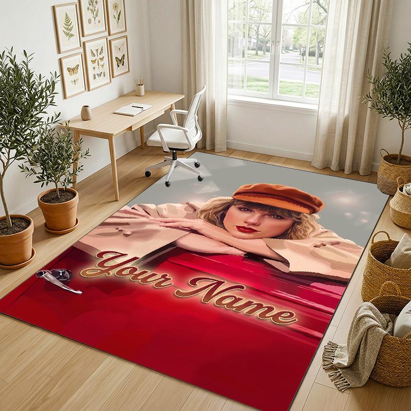 Gepersonaliseerd Kristal Fluweel Tapijt, Taylor Swift Custom Geprint Naam, Pluche Vloerkleed Voor Huis Binnen Decor