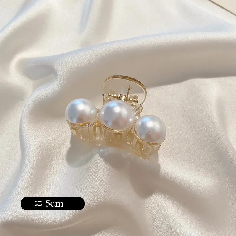 Vintage Pearl Clips Set Large Claw Korean Ponytail Big Barrettes Jaw Hairpins for Women Hair Accessories Hairgrip Gift