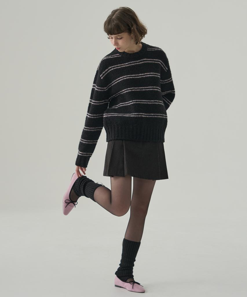 Deuloupisumeon Mellow Stripe Pullover Knit [Black]