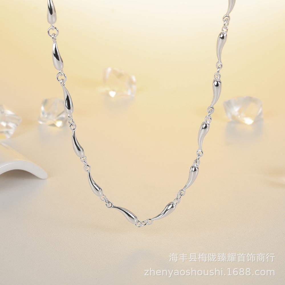 Silver Plated Water Drop Necklace for Men & Women - Simple, Fashionable, and Popular.
